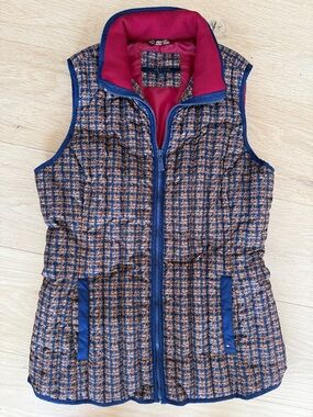 Tommy Hilfiger Navy, Brown & Burgundy Quilted Plaid Vest